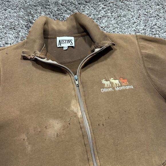 Vintage Thrashed Sweatshirt Sun Faded Full Zip y2k Montana Moose Womens - Picture 5 of 13
